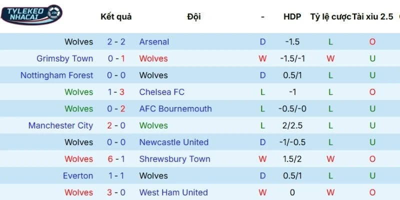 Dấu ấn thi đấu gần đây của Wolves